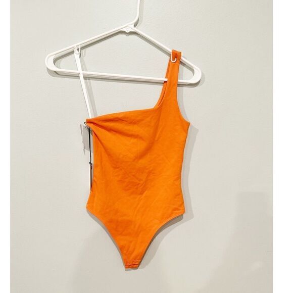 NEW Aritzia Babaton one shoulder levitt contour bodysuit orange citrine - Picture 1 of 3